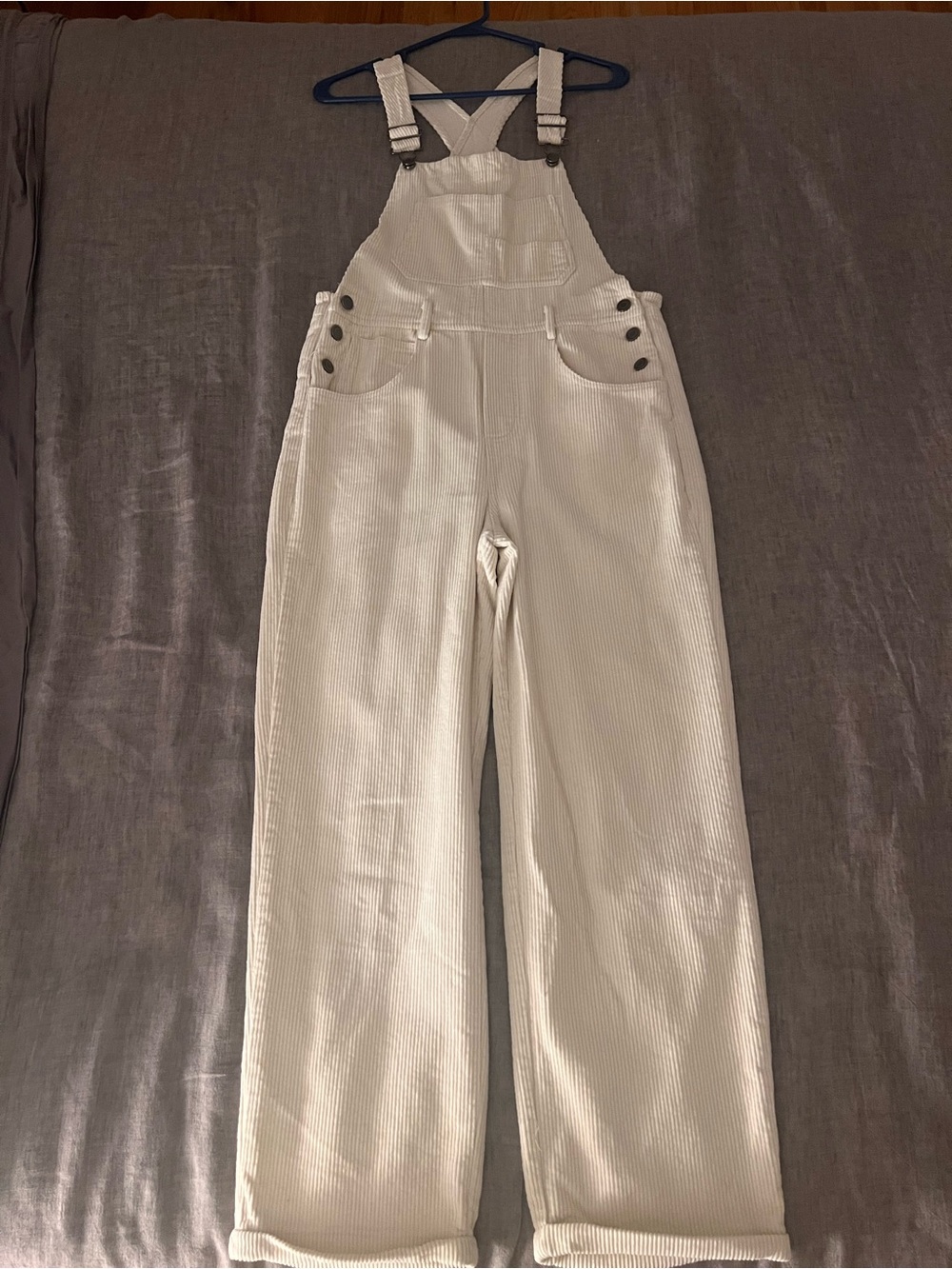 By Together Cream Corduroy Overalls with Front Bib Pocket